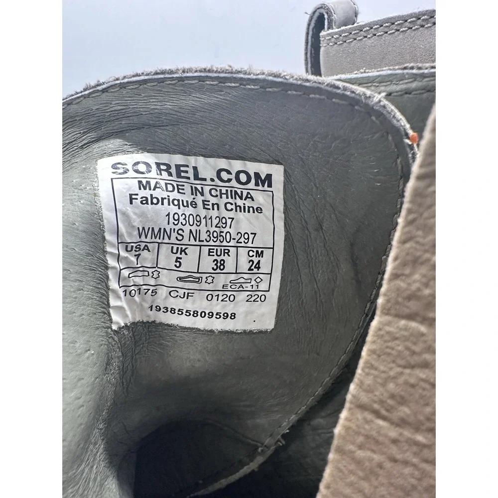 Sorel Joan Uptown Lace Zip Waterproof Leather Boots Womens 7‎ Khaki II